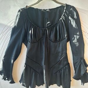 Vintage Alexander McQueen Silk Top. Delicate Detailing & Flowy Sleeves